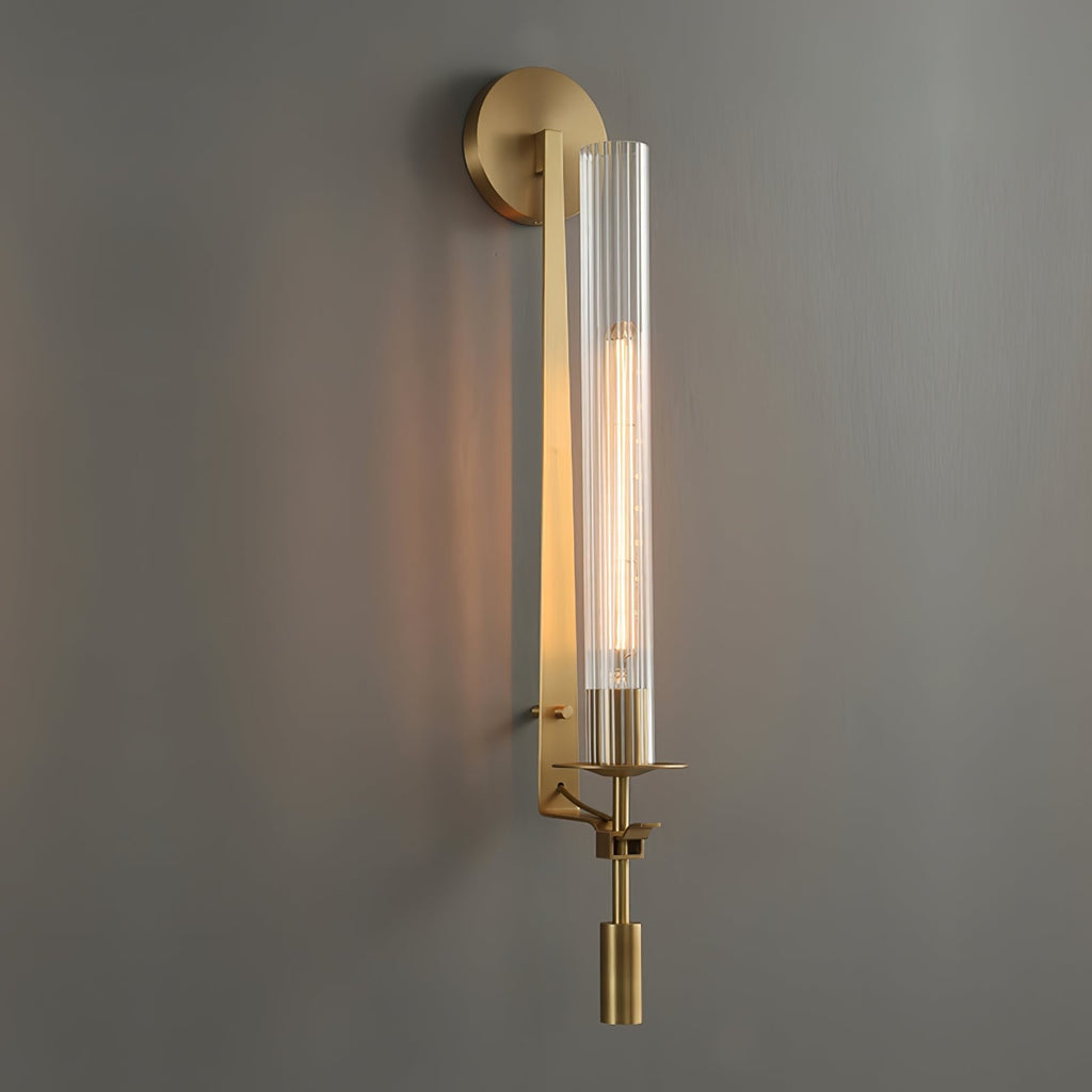 French Ribbed Glass Wall Light, Bedroom Wall Sconce, detail 80