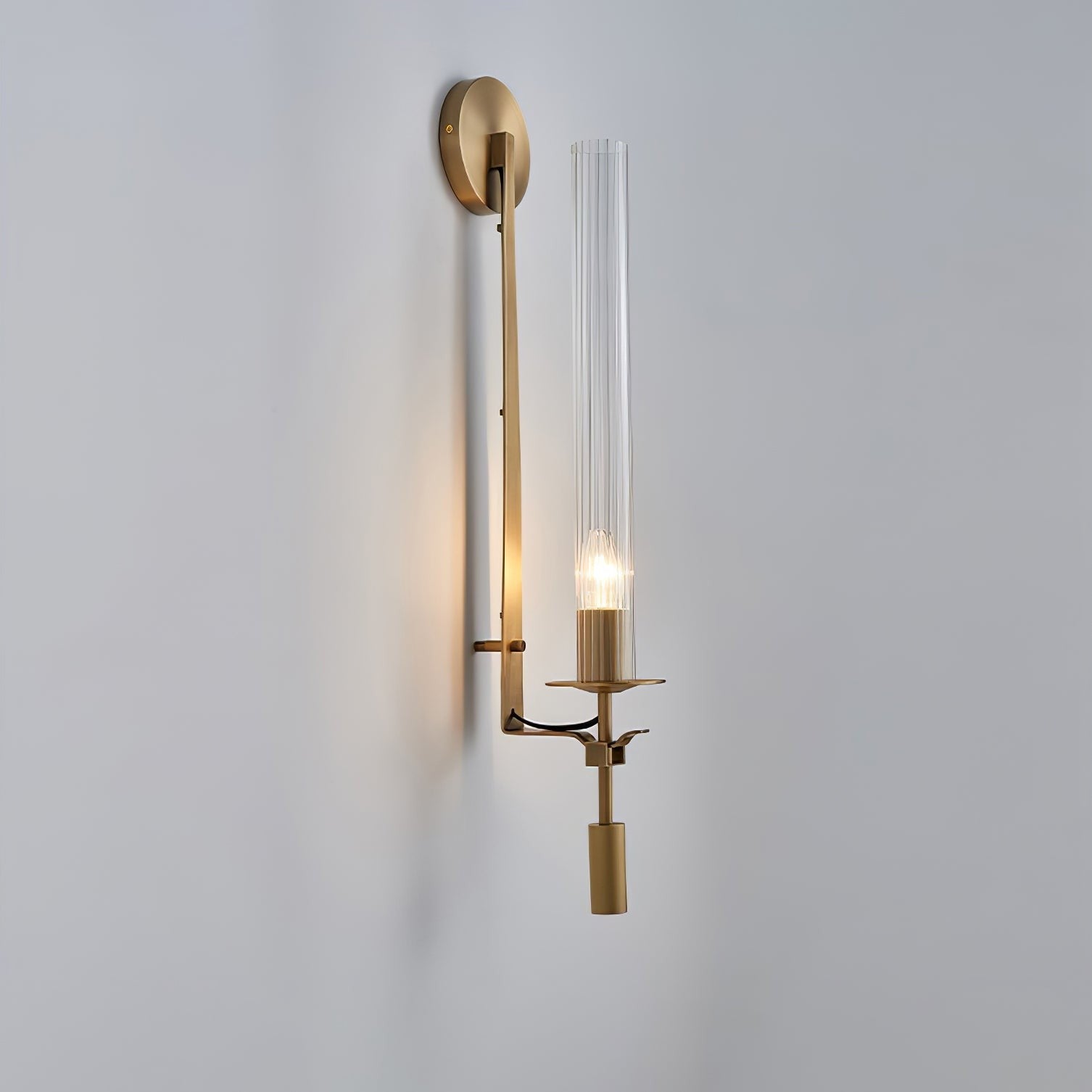 French Ribbed Glass Wall Light, Bedroom Wall Sconce, detail 81