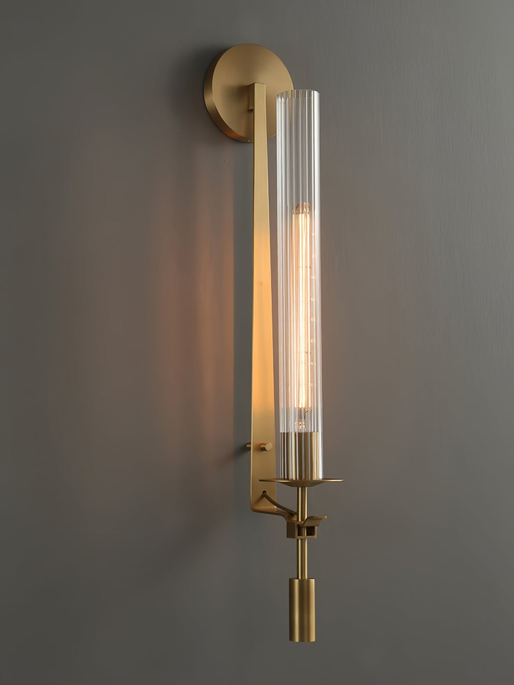 French Ribbed Glass Wall Light, Bedroom Wall Sconce, detail 82