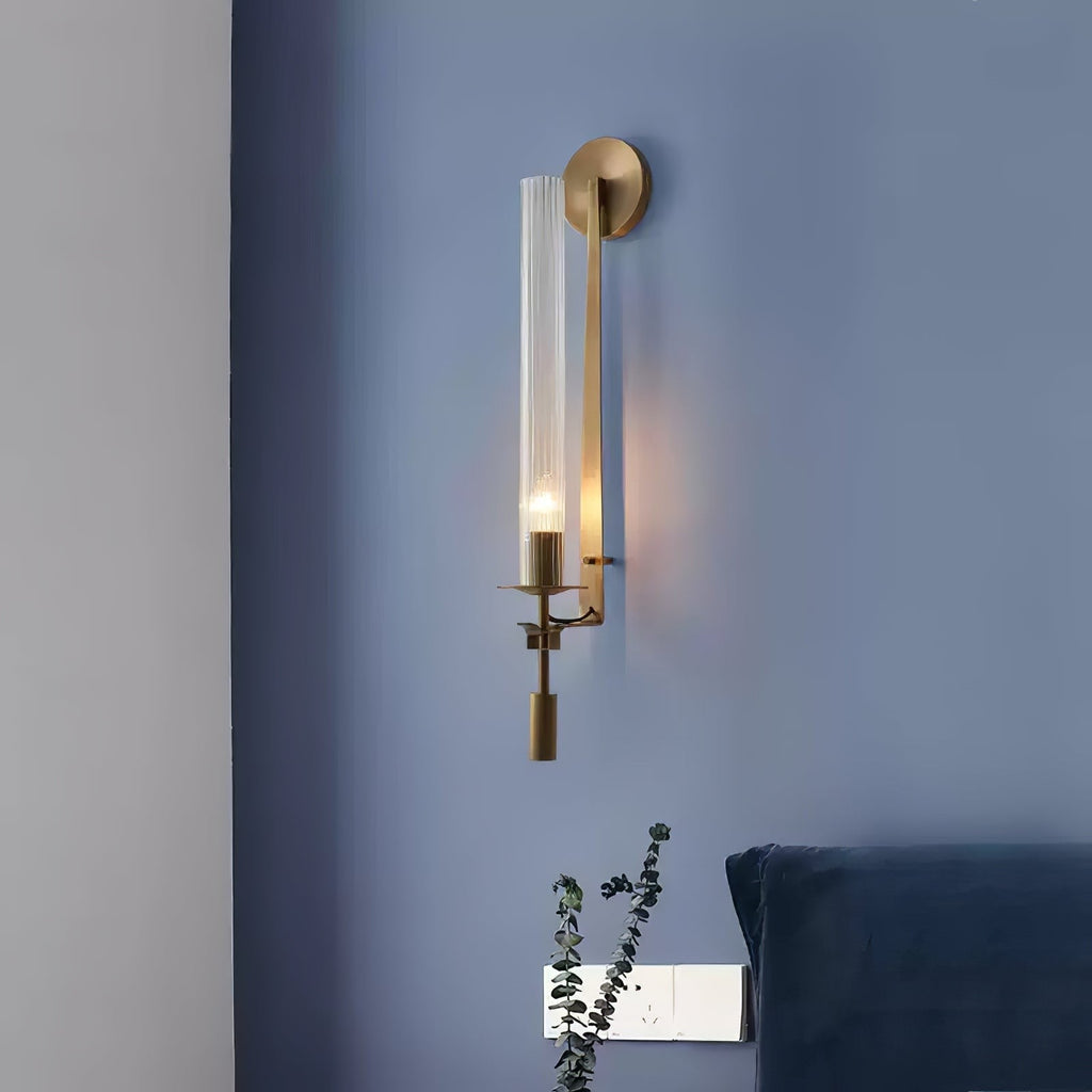 French Ribbed Glass Wall Light, Bedroom Wall Sconce, detail 84