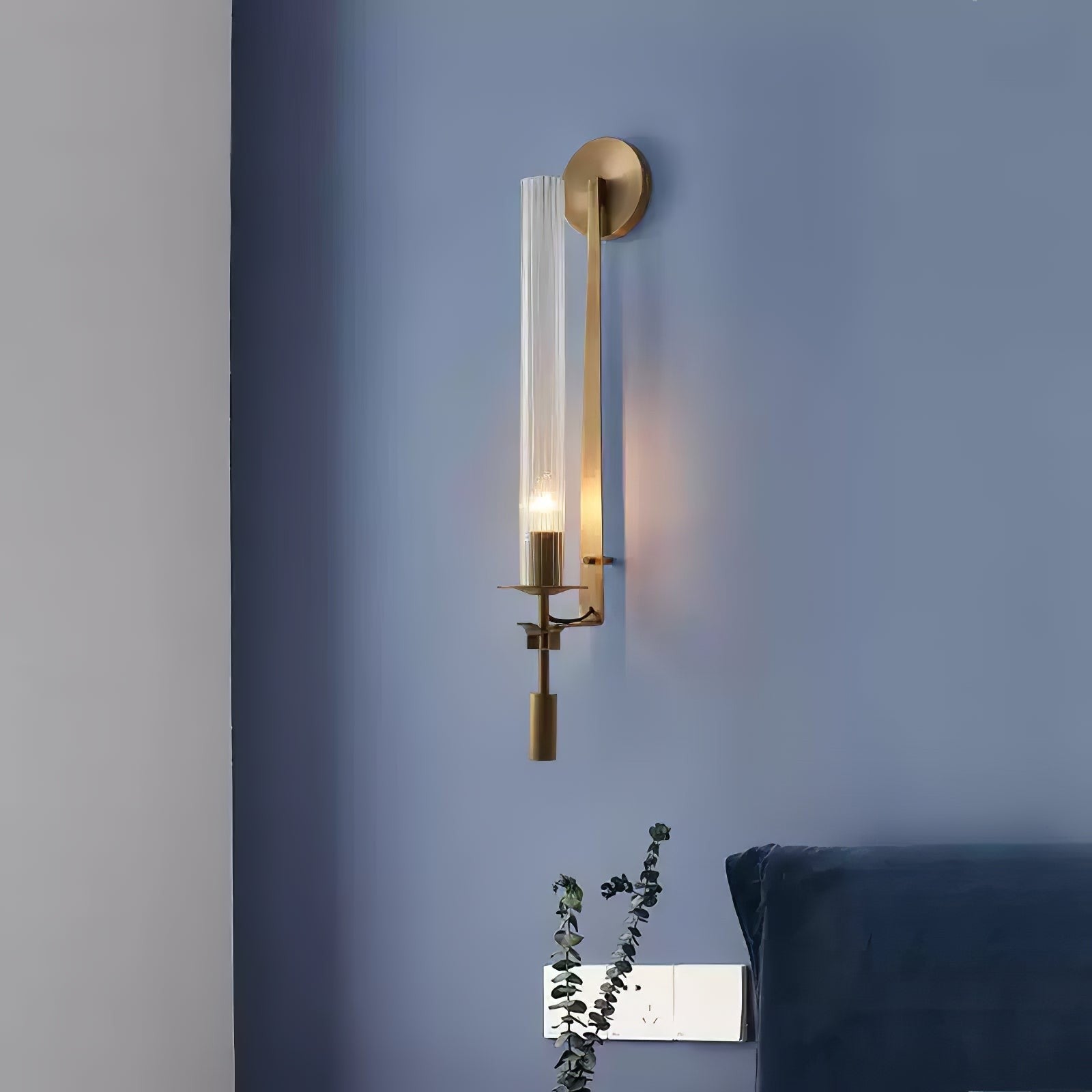 French Ribbed Glass Wall Light, Bedroom Wall Sconce, detail 84