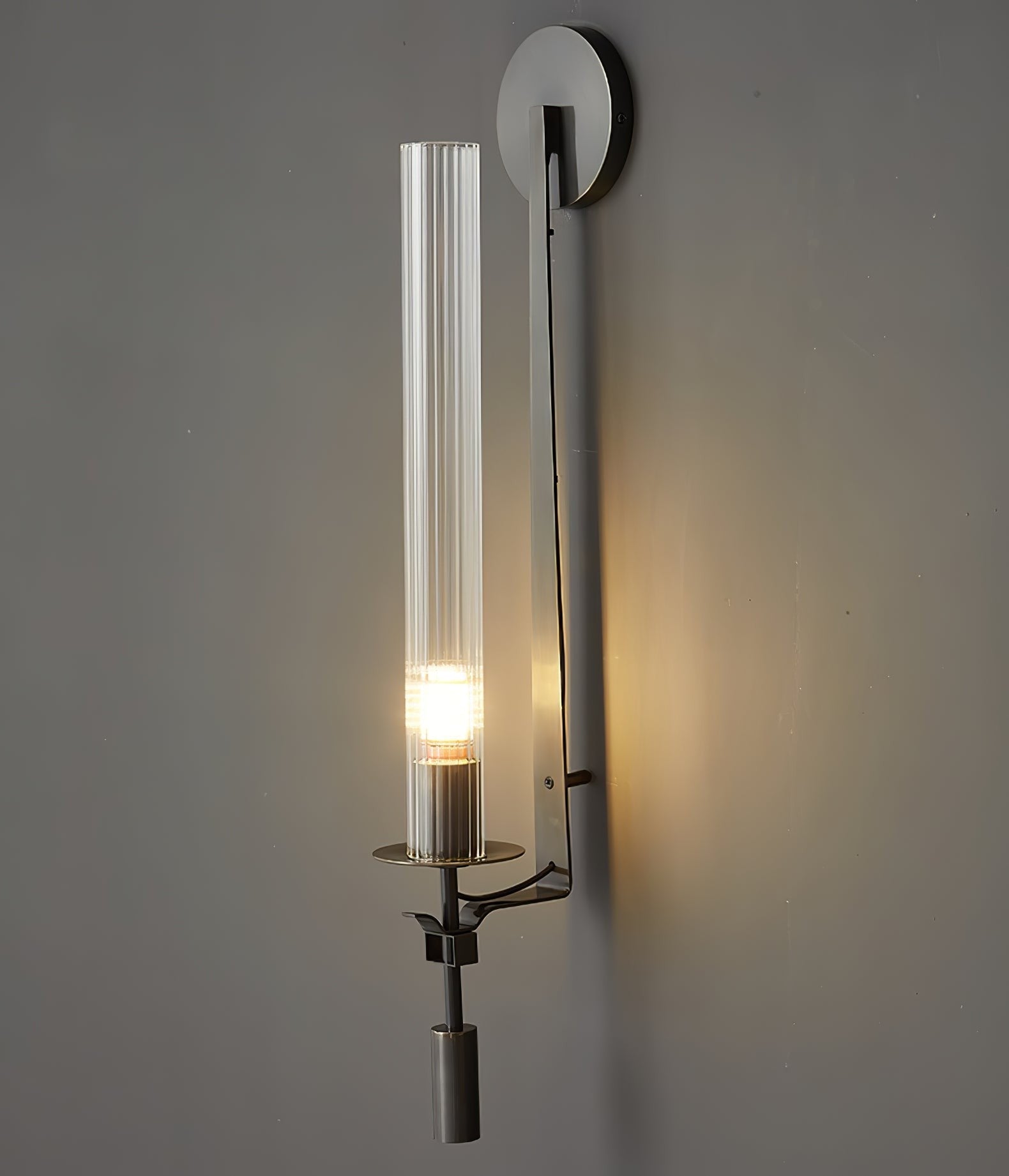 French Ribbed Glass Wall Light, Bedroom Wall Sconce, detail 86