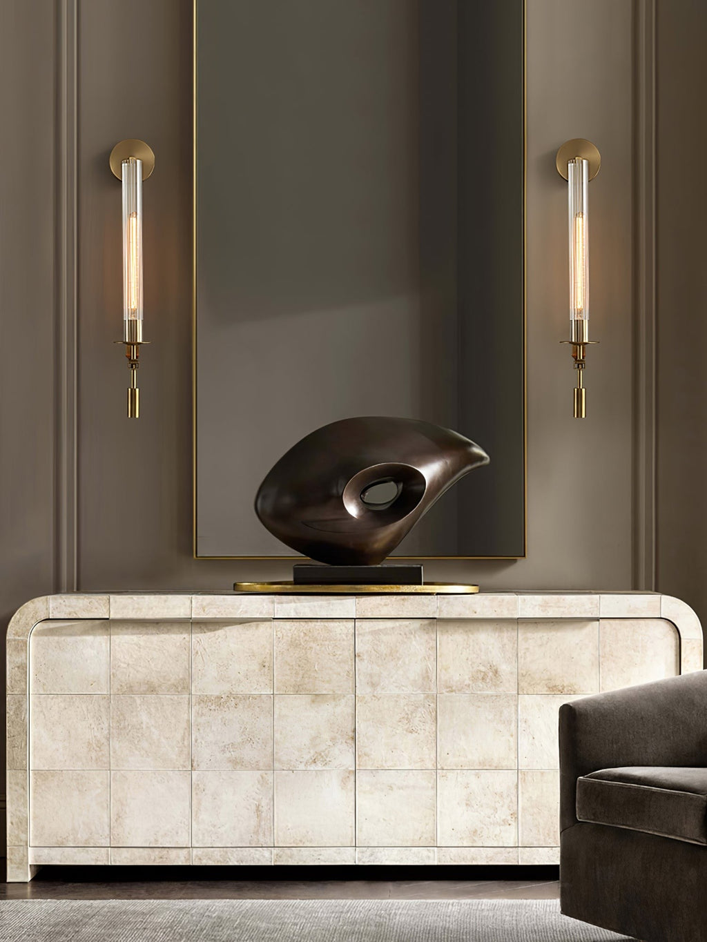 French Ribbed Glass Wall Light, Bedroom Wall Sconce, detail 88