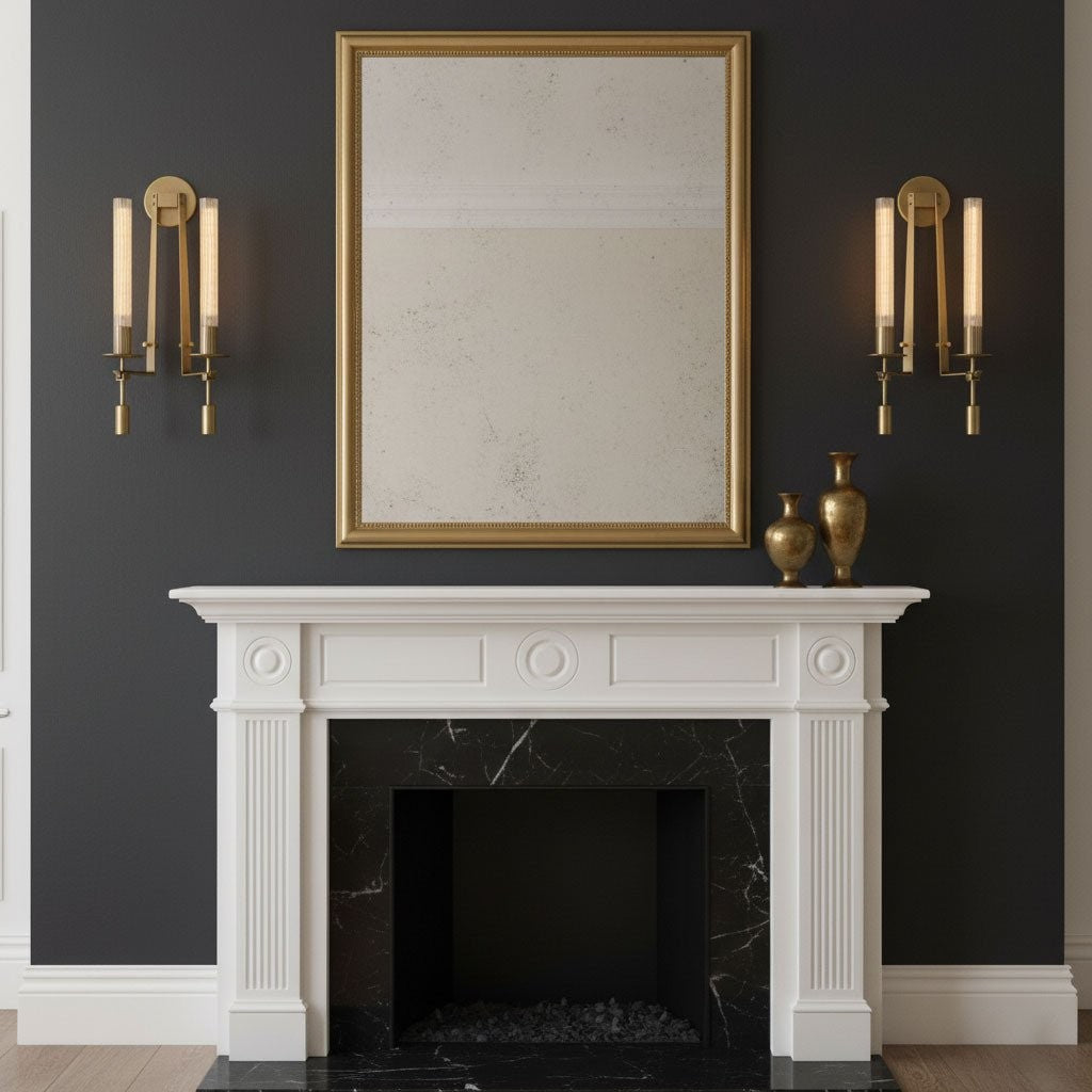 French Ribbed Glass Wall Light, Bedroom Wall Sconce, detail 8