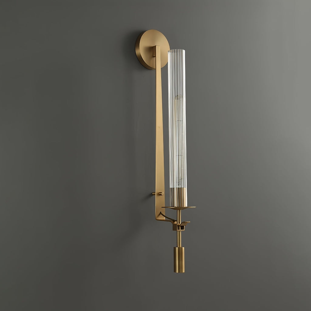 French Ribbed Glass Wall Light, Bedroom Wall Sconce, detail 90