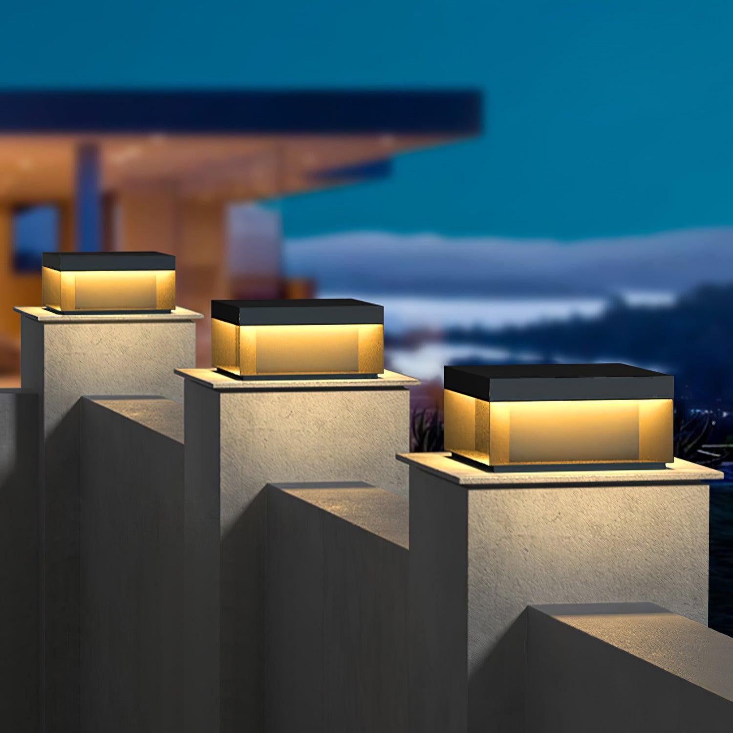 Geometric Black Exterior Post Lantern, Outdoor Wall Light, detail 18