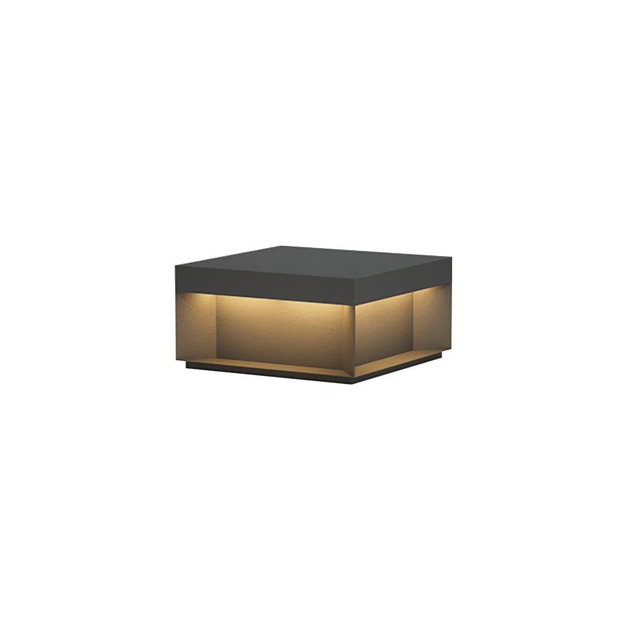 Geometric Black Exterior Post Lantern, Outdoor Wall Light, Metal and frosted acrylic, L 15.7″ x W 15.7″ x H 7.9″