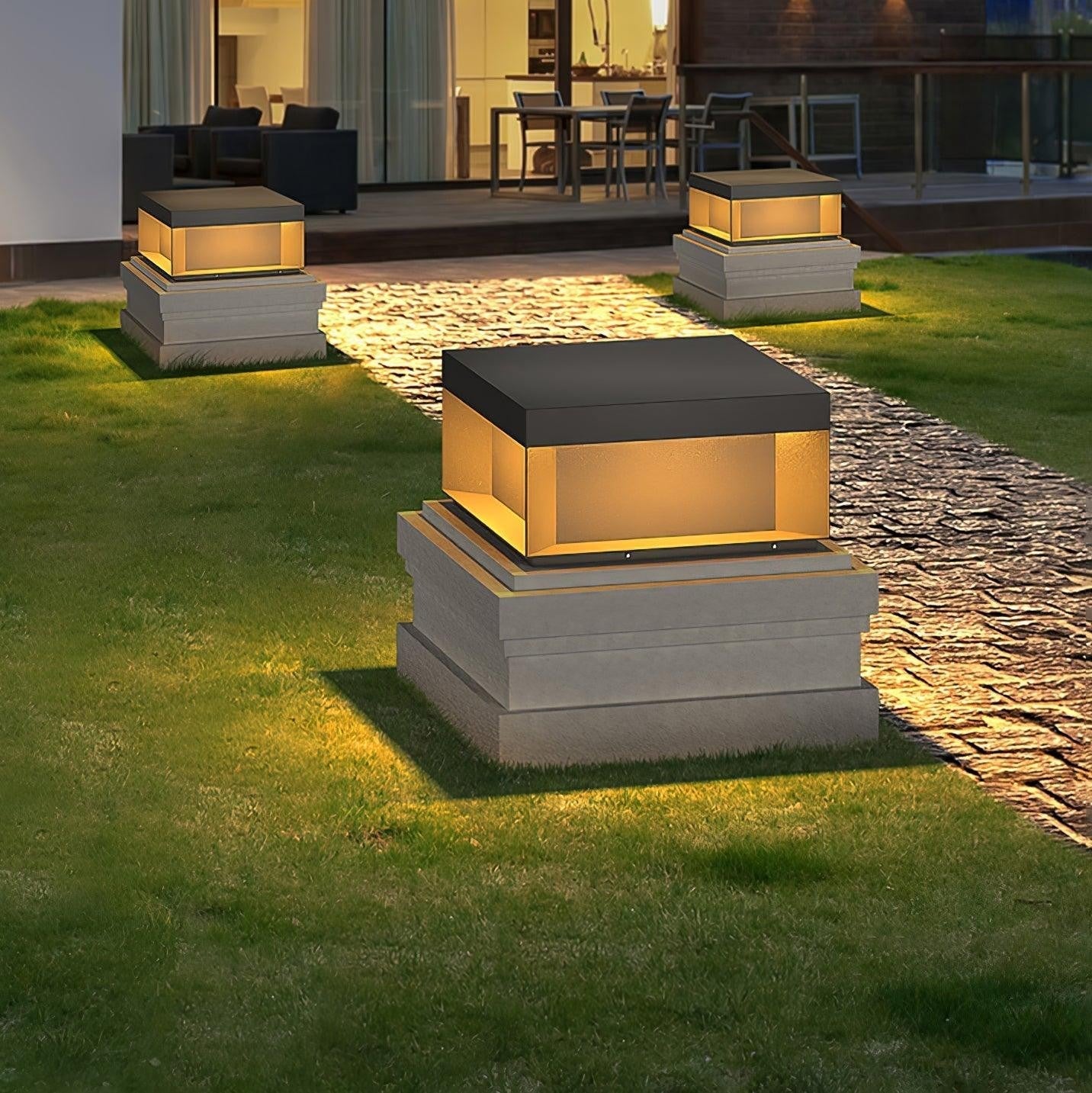Geometric Black Exterior Post Lantern, Outdoor Wall Light, detail 49