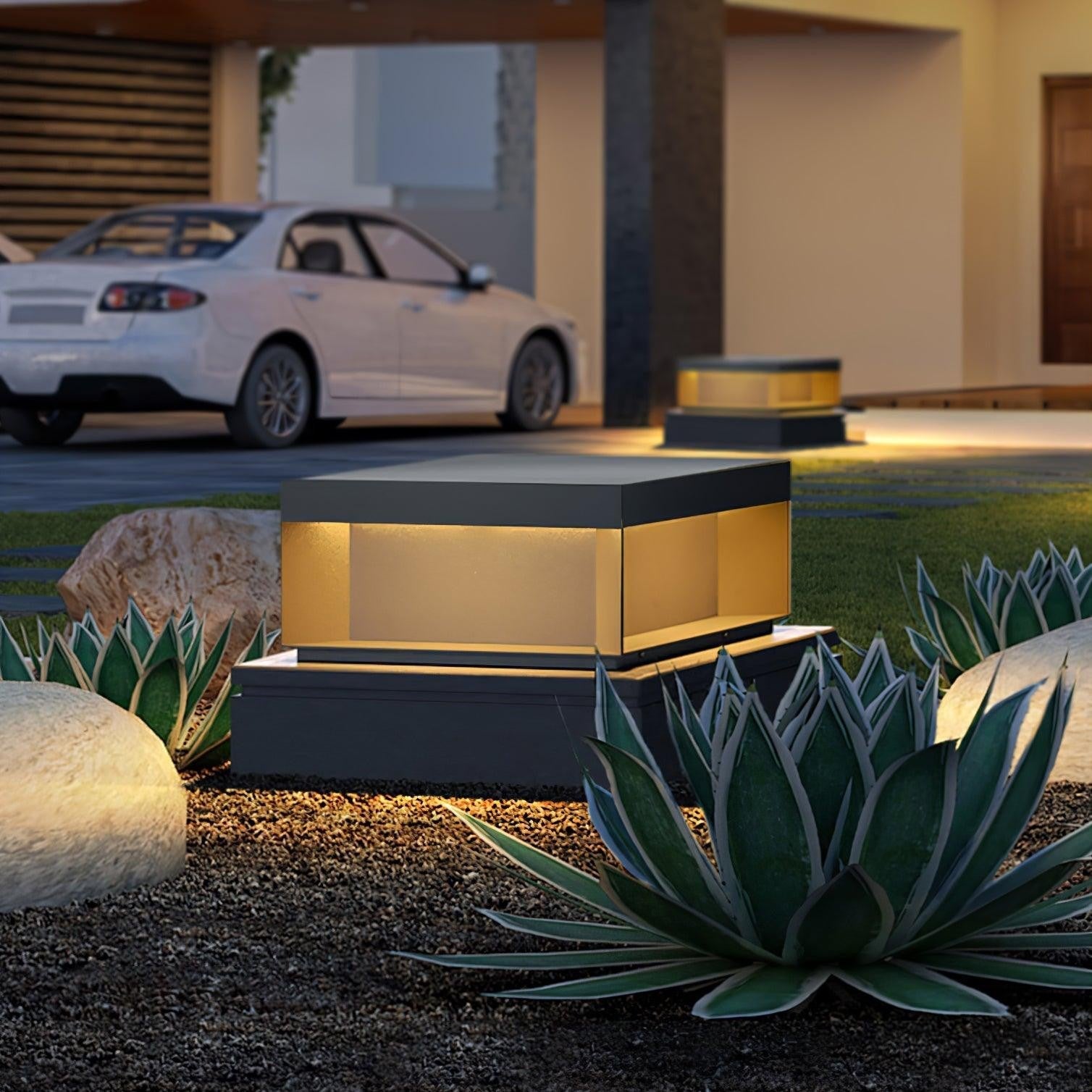 Geometric Black Exterior Post Lantern, Outdoor Wall Light, detail 62