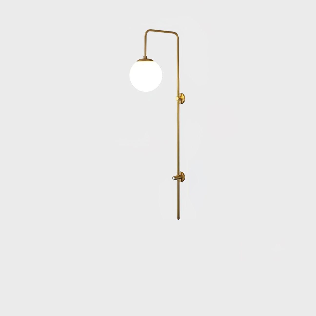 Globe Brass Vertical Wall Light, Hardwired Wall Sconce, detail 2
