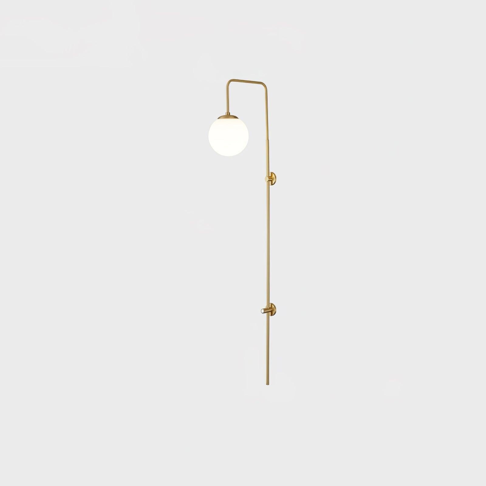 Globe Brass Vertical Wall Light, Hardwired Wall Sconce, detail 3