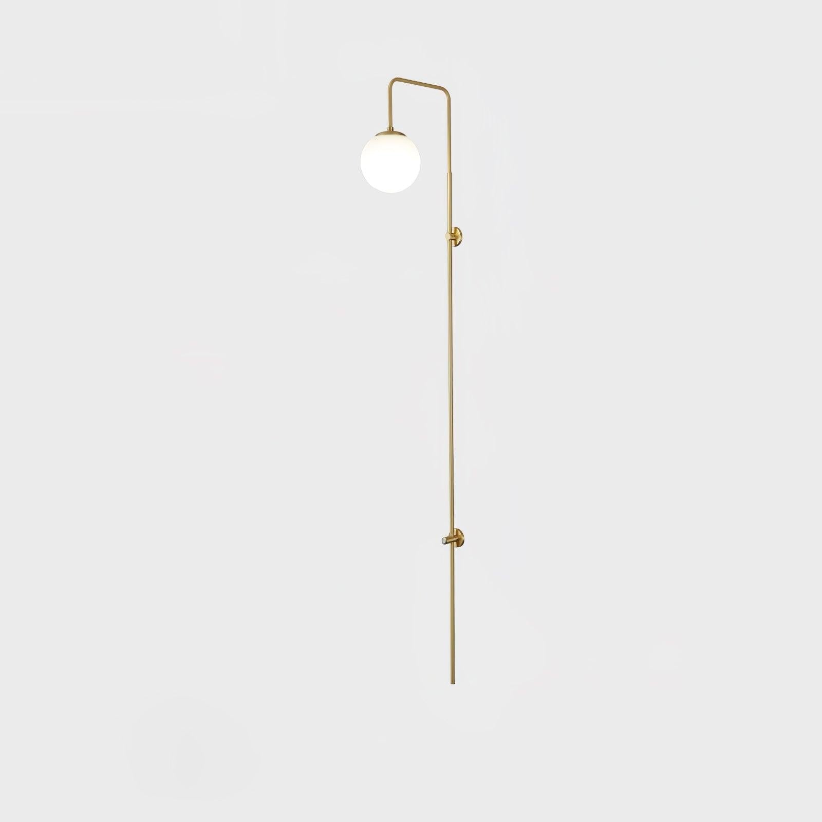 Globe Brass Vertical Wall Light, Hardwired Wall Sconce, detail 4