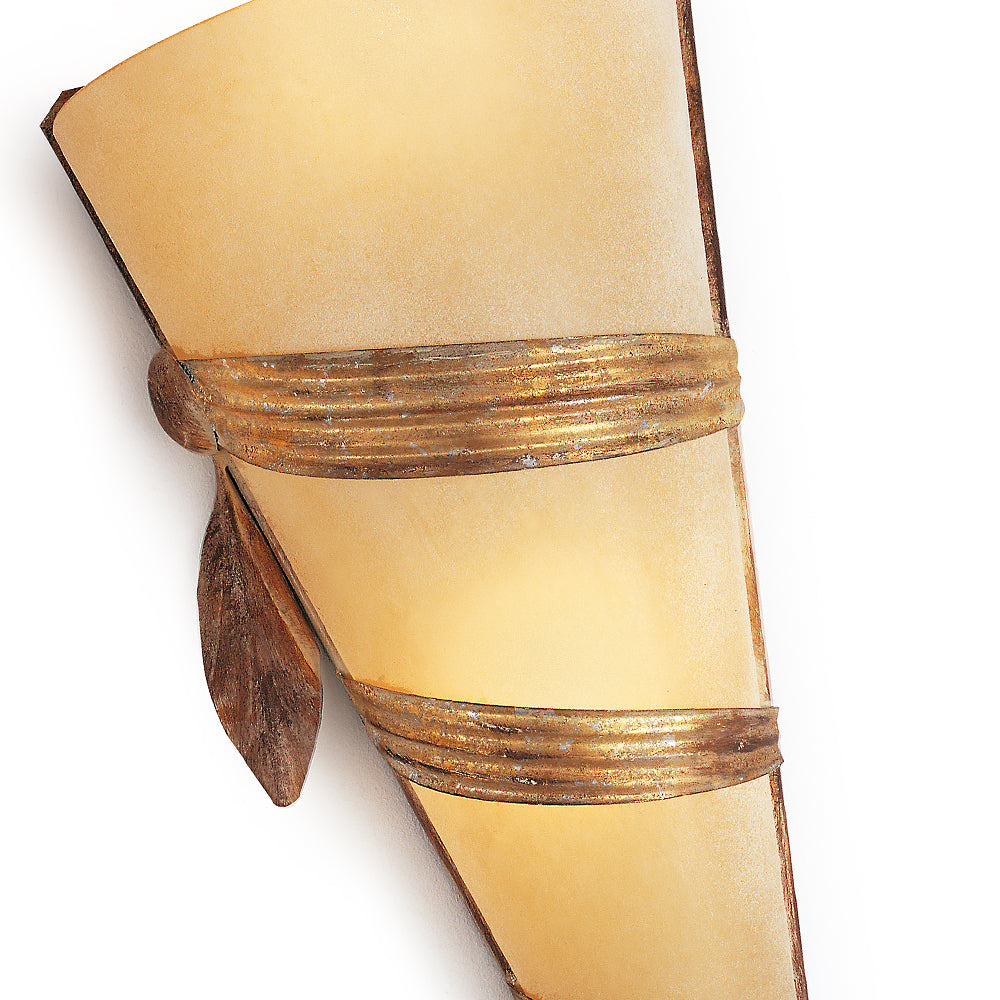 Gold Leaf Hand Made Opaque Glass Wall Light, Bedroom Wall Sconce, detail 2