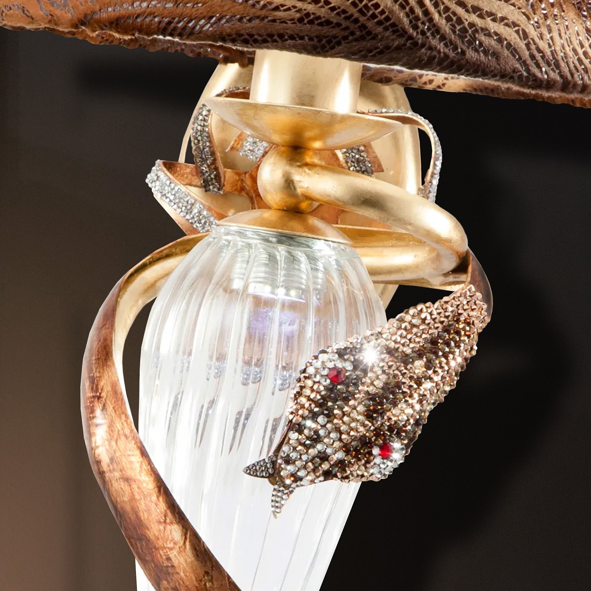 Gold Crystal Curved Wall Light, Bedroom Wall Sconce, detail 3