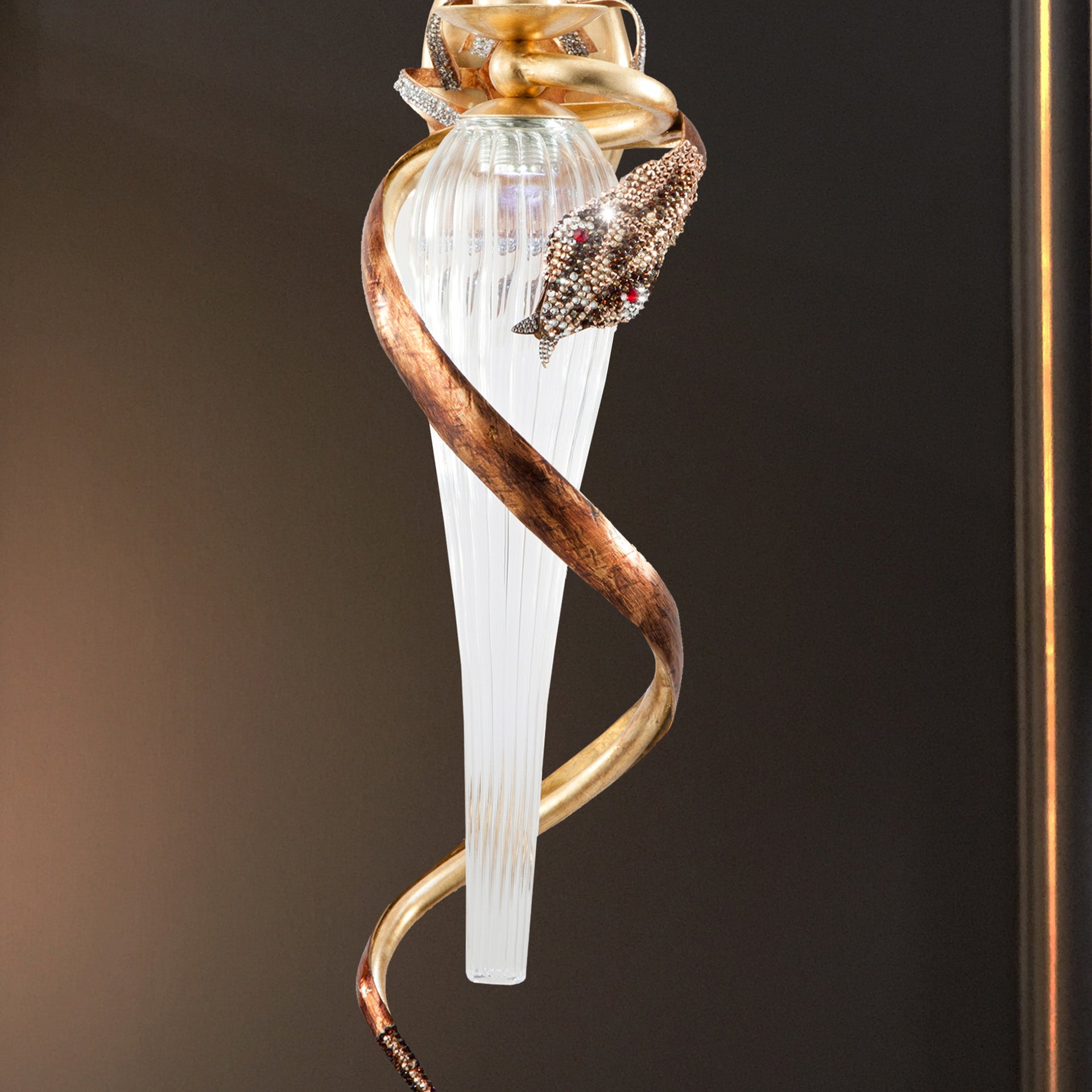 Gold Crystal Curved Wall Light, Bedroom Wall Sconce, detail 4