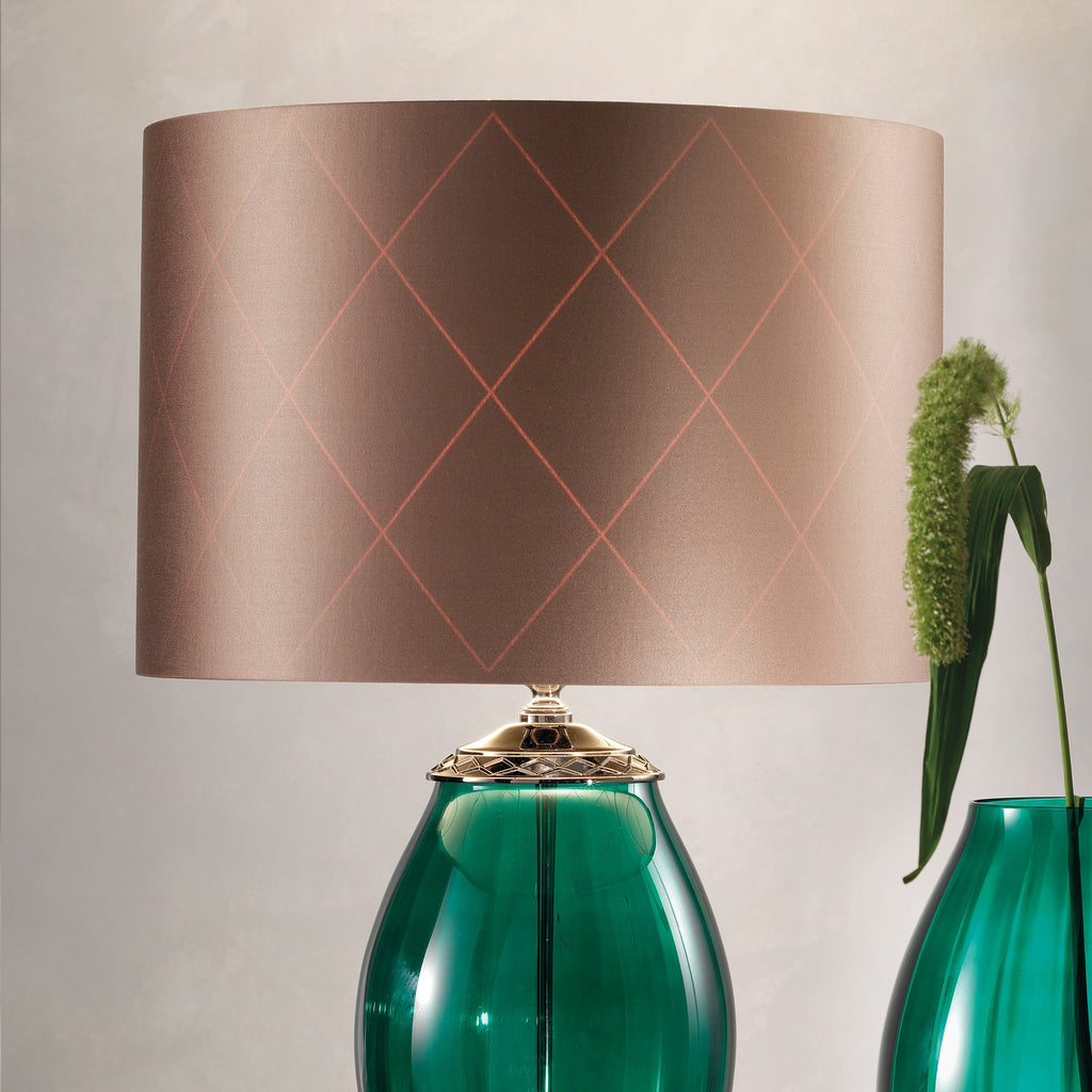 Green Glass Table Light And Vase With Rhinestones, Bedside Table Lamp, detail 2