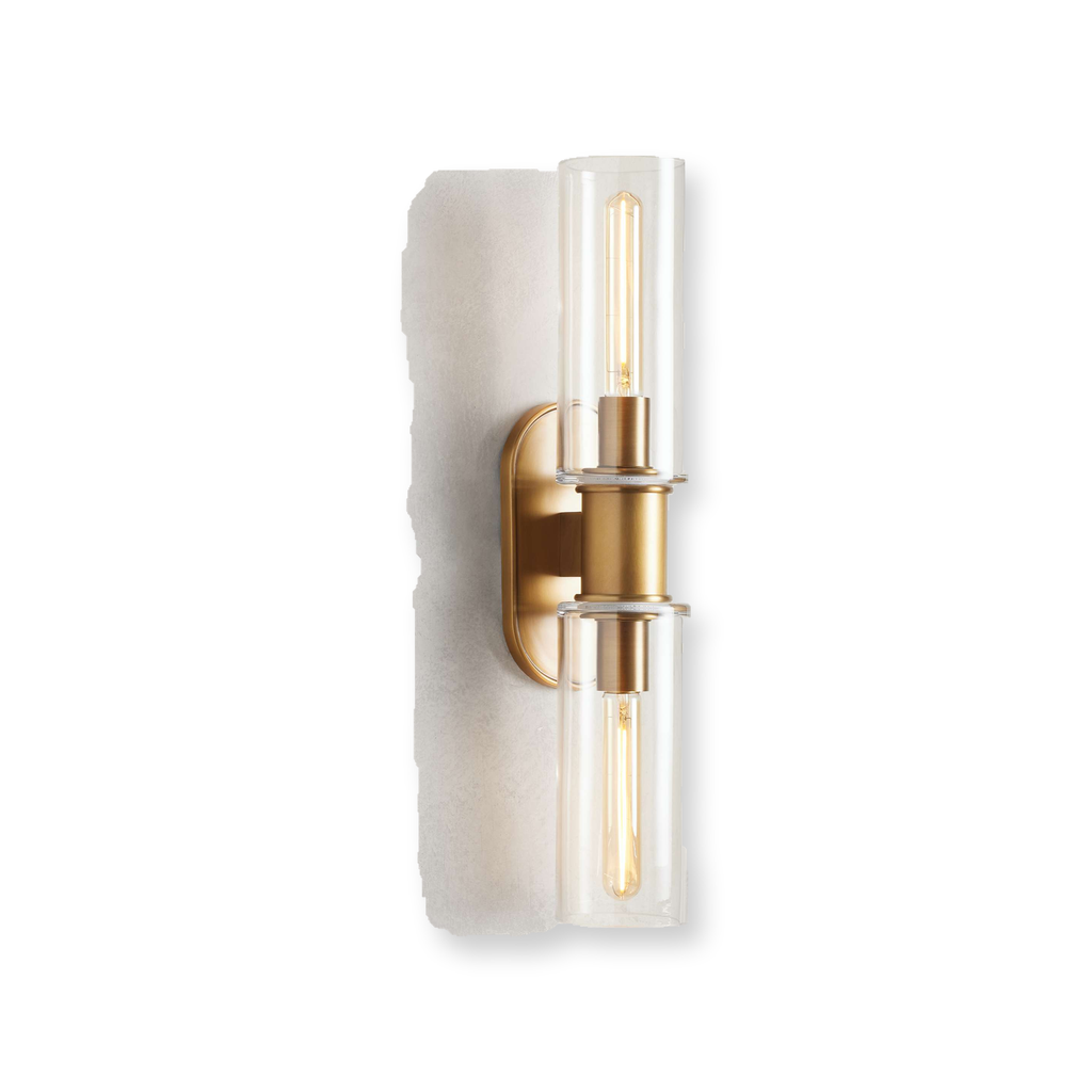 Harlin Double Wall Light in Clear Brass - White Background Front View [harlin-double-wall-light-in-clear-brass-white-background-front-view.png]