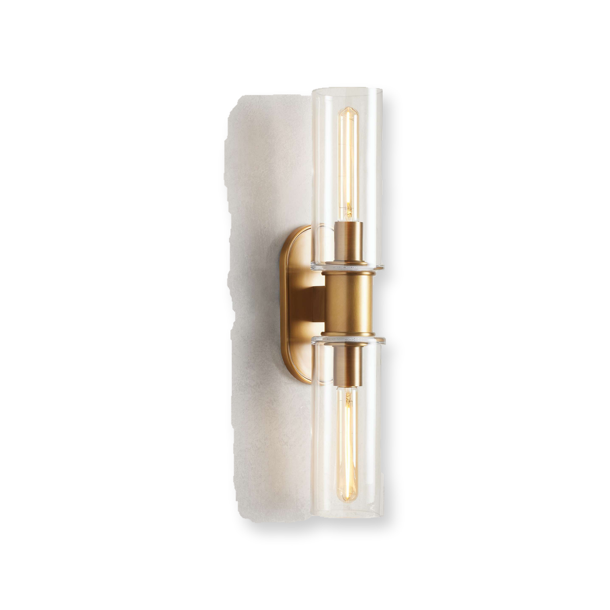 Harlin Double Wall Light in Clear Brass - White Background Front View [harlin-double-wall-light-in-clear-brass-white-background-front-view.png]