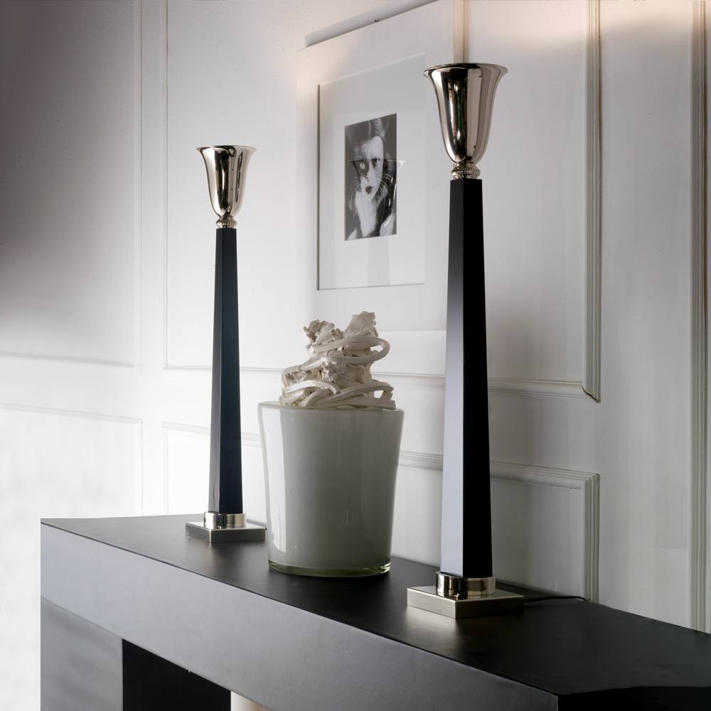 High End Contemporary Italian Black Table Light, Bedside Table Lamp, height 94 cm