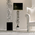 Iron High End Contemporary Italian Silver Lamp, Bedside Table Lamp, height 102 cm