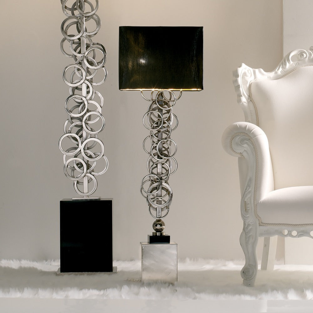 Iron High End Contemporary Italian Silver Lamp, Bedside Table Lamp, height 102 cm