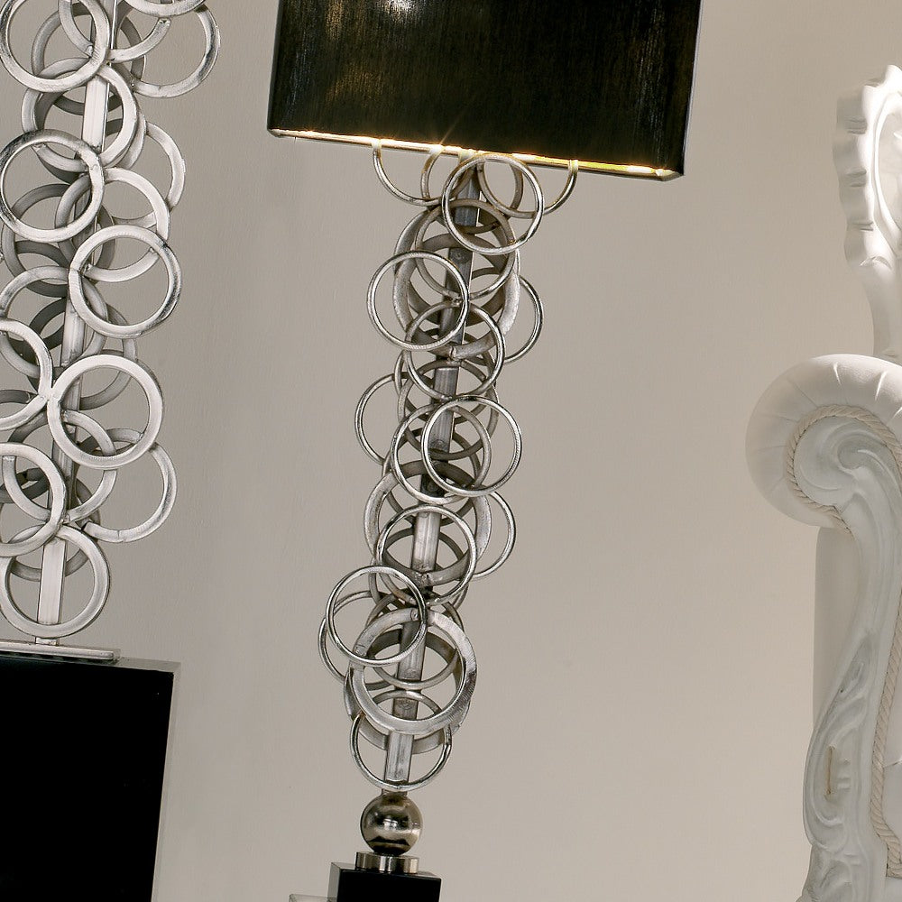 Iron High End Contemporary Italian Silver Lamp, Bedside Table Lamp, detail 3
