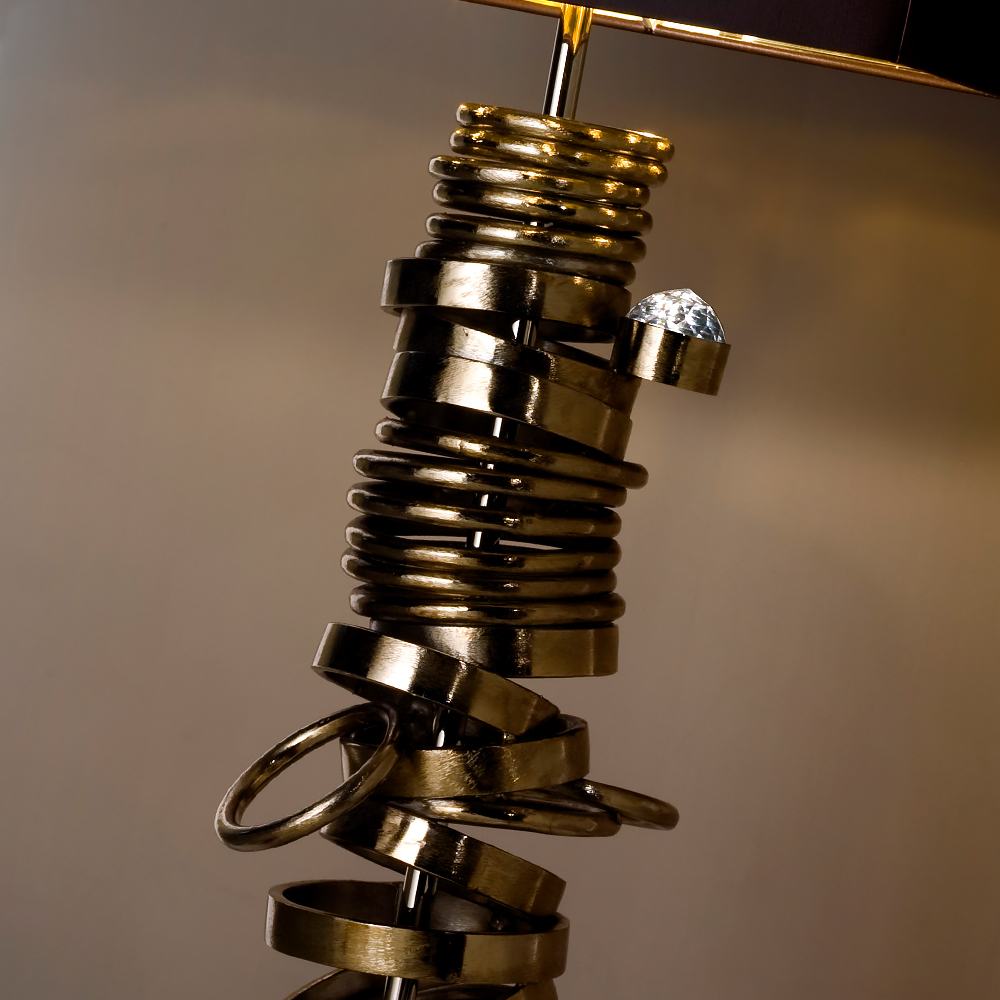 Crystal Large High End Handcrafted Contemporary Italian Chromed Iron Lamp, Bedside Table Lamp, detail 3