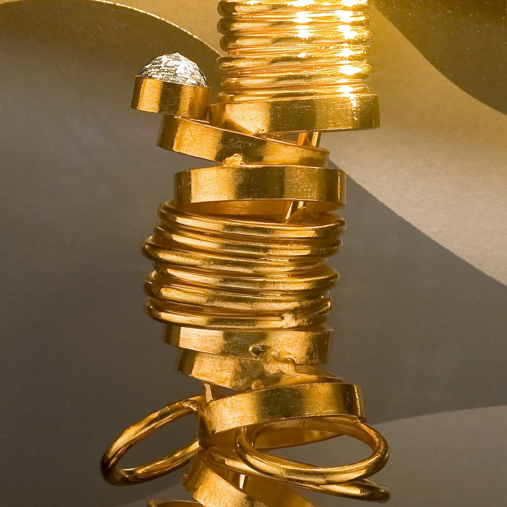 Crystal Large High End Handcrafted Contemporary Italian Gold Lamp, Bedside Table Lamp, detail 2