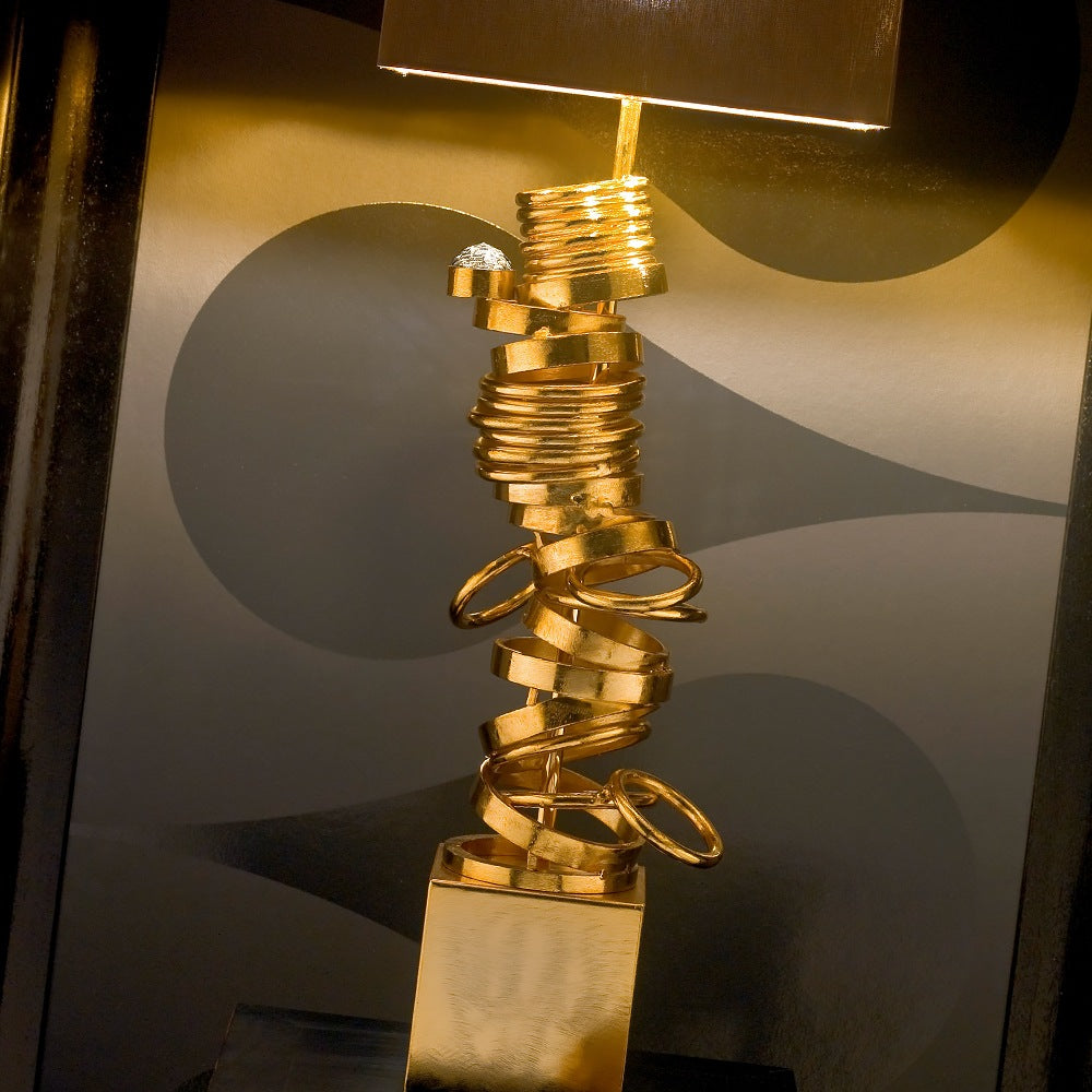 Crystal Large High End Handcrafted Contemporary Italian Gold Lamp, Bedside Table Lamp, detail 4