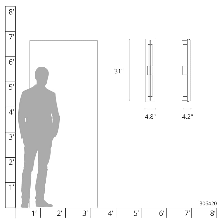 Double Axis 31" Tall LED Exterior Wall Light, Outdoor Wall Light, detail 14