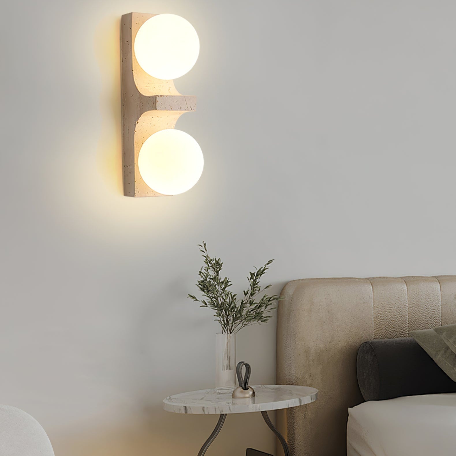 Cirra Travertine Wall Light, Hardwired Wall Sconce, detail 11