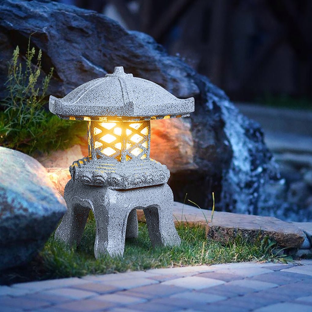 Imitation Stone Tower Exterior Waterproof Post Lights Landscape Lighting for Park Lawn, Outdoor Wall Light, Dia 13in x H 16in