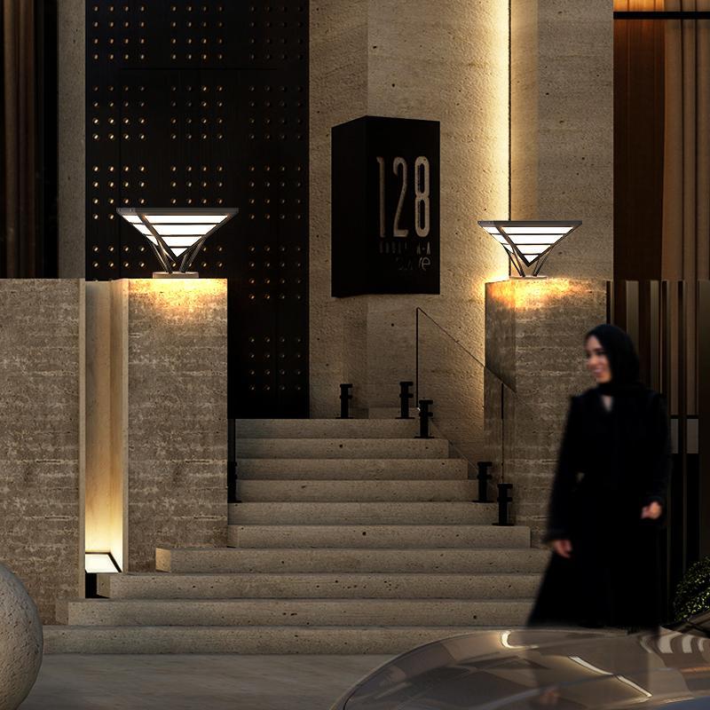 Geometric Aluminum Waterproof LED Black Contemporary Exterior Light Pillar Lamp, Outdoor Wall Light, detail 4