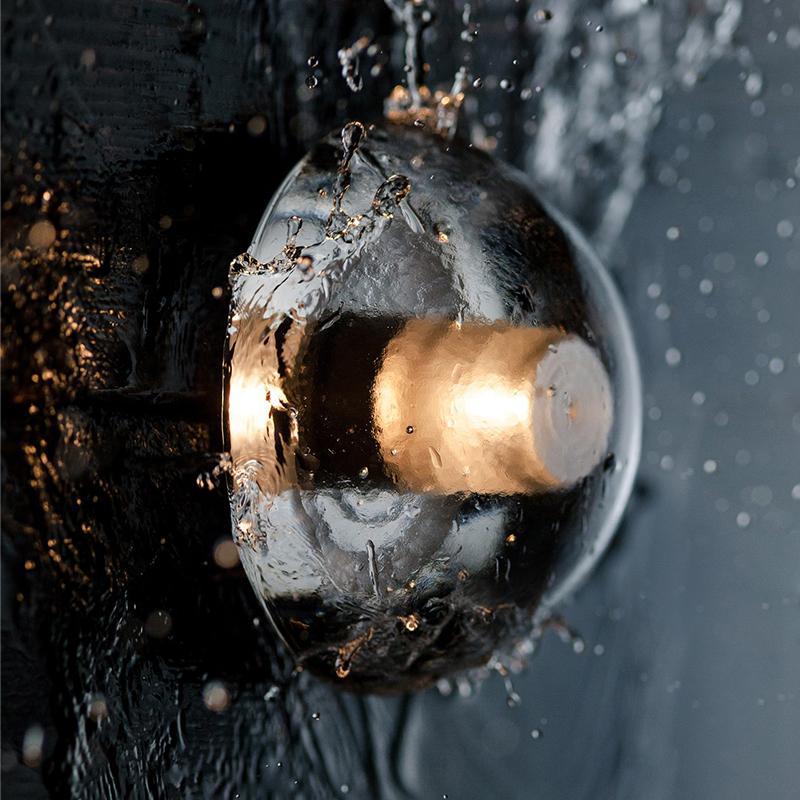 Circular Bowl Glass LED Waterproof Transparent Rustic Exterior Wall Fixtures, Outdoor Wall Light, Dia 4in