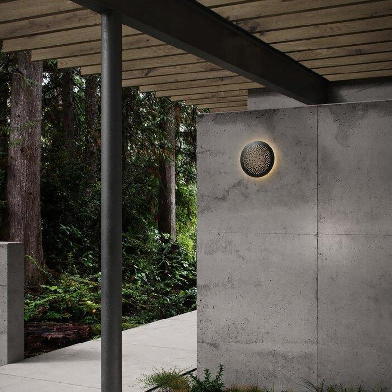 Circular Small Hollow Holes Waterproof LED Black Exterior Wall Fixtures, Outdoor Wall Light, detail 4