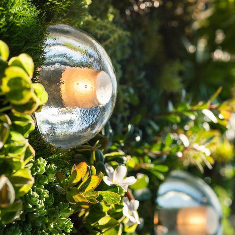 Circular Bowl Glass LED Waterproof Transparent Rustic Exterior Wall Fixtures, Outdoor Wall Light, detail 2