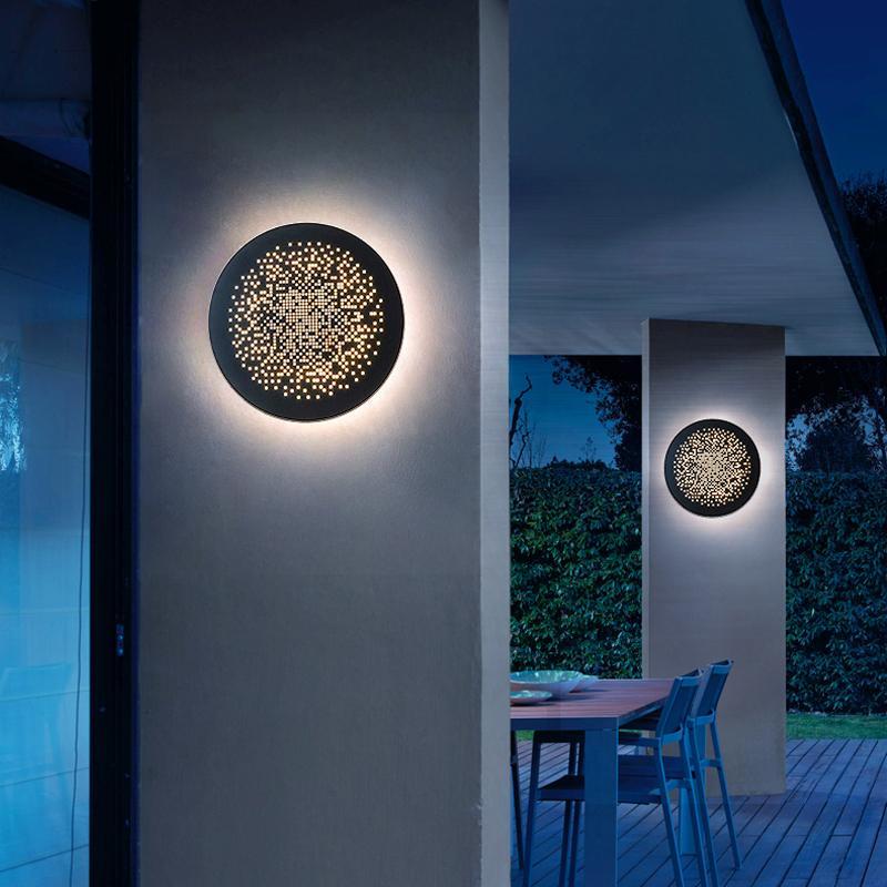 Circular Small Hollow Holes Waterproof LED Black Exterior Wall Fixtures, Outdoor Wall Light, detail 5