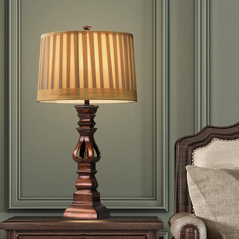 Stripe Drum Shade Antique Rustic Style Tower Table Light, Bedside Table Lamp, detail 4