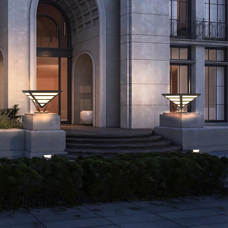 Geometric Aluminum Waterproof LED Black Contemporary Exterior Light Pillar Lamp, Outdoor Wall Light, detail 3