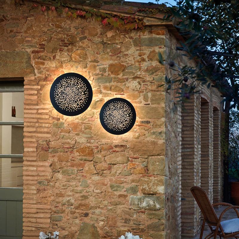 Circular Small Hollow Holes Waterproof LED Black Exterior Wall Fixtures, Outdoor Wall Light, detail 2