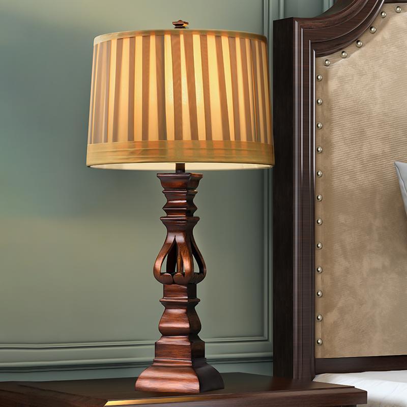 Stripe Drum Shade Antique Rustic Style Tower Table Light, Bedside Table Lamp, detail 3