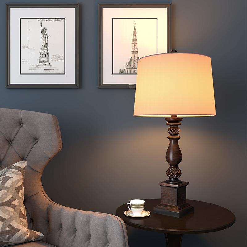 24 inch Rustic Bronze Resin Traditional Table Light, Bedside Table Lamp, detail 4