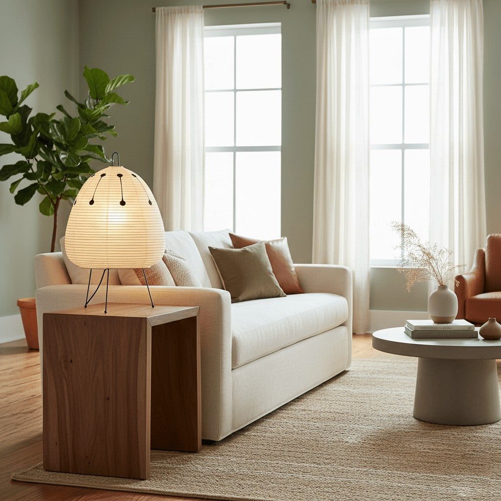 Japanese Mulberry Paper Table Light, Bedside Table Lamp, detail 12