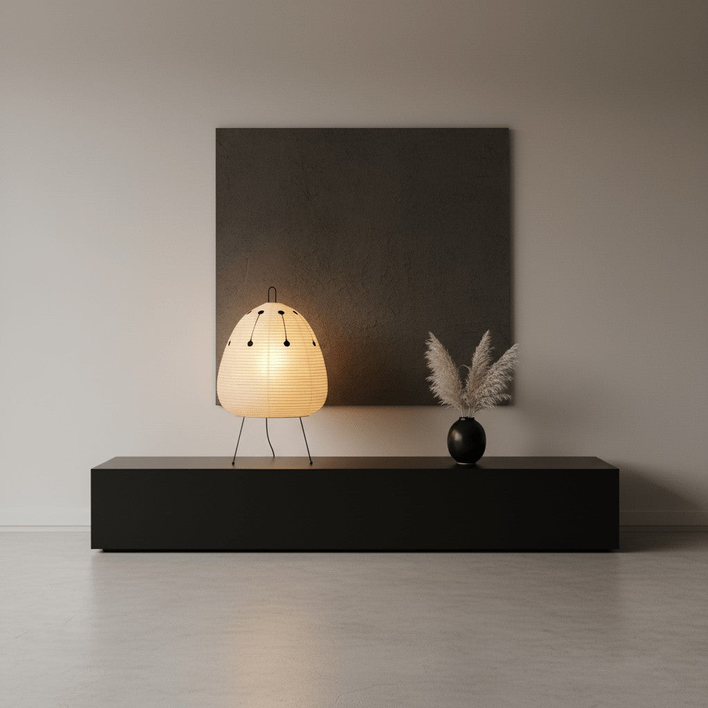 Japanese Mulberry Paper Table Light, Bedside Table Lamp, detail 15