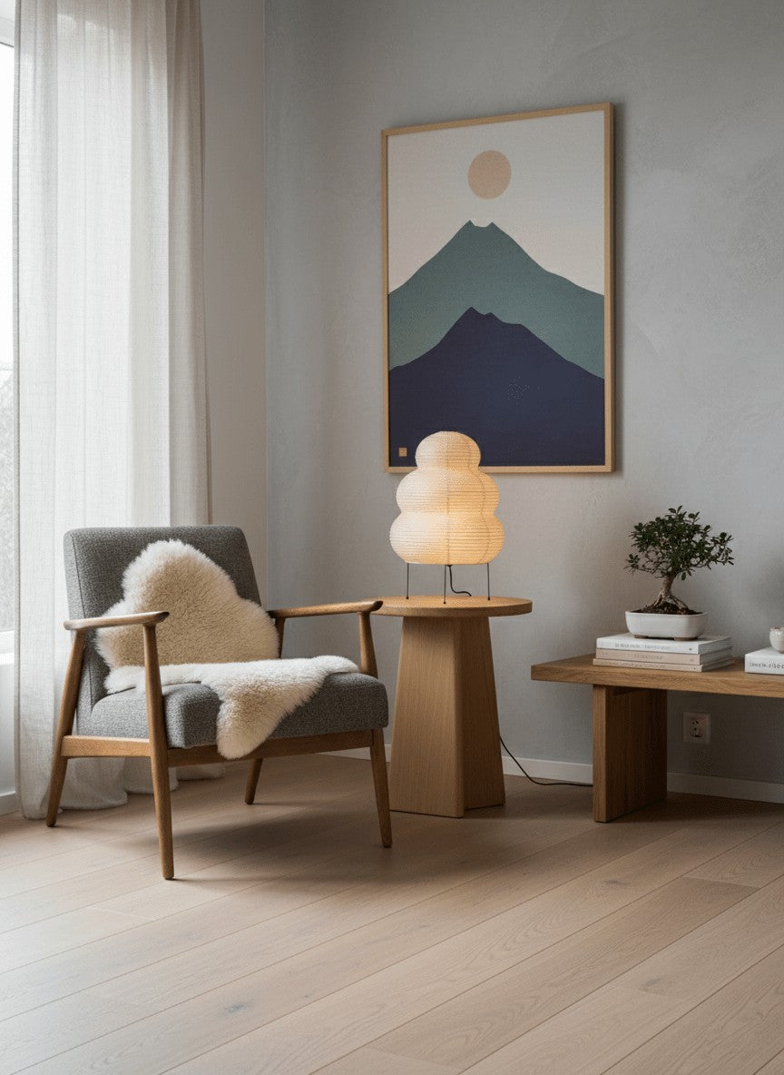 Japanese Mulberry Paper Table Light, Bedside Table Lamp, detail 17