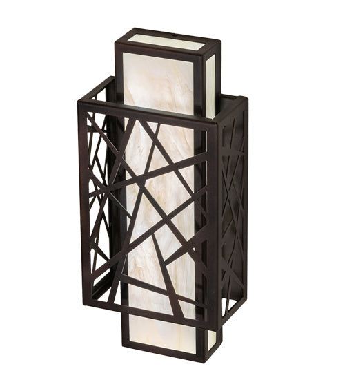 Quadrato 2-Light 18.00" Dark Bronze And White LED Wall Sconce detail view 3