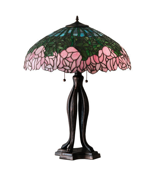 Cabbage Rose 30 Inch 3-Light 30.00" Mahogany Bronze Table Lamp detail view 2