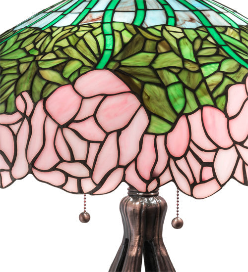 Cabbage Rose 30 Inch 3-Light 30.00" Mahogany Bronze Table Lamp detail view 3