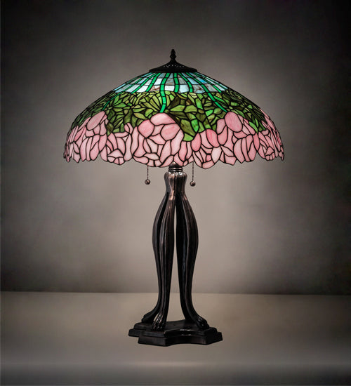 Cabbage Rose 30 Inch 3-Light 30.00" Mahogany Bronze Table Lamp detail view 5