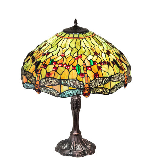 Hanginghead Dragonfly 26 Inch 3-Light 26.00" Mahogany Bronze Table Lamp detail view 3